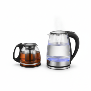 Crest Glass Stainless Kettle (CR-5065)  إبريق تسخين زجاج+إبريق زجاج
