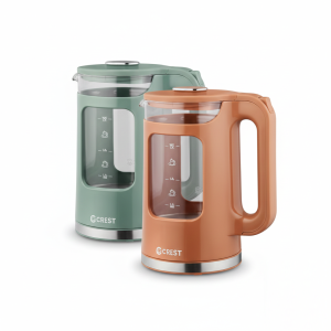 Crest Glass two Colors Kettle (CR-5210)  إبريق تسخين زجاج لون برتقالي او اخضر