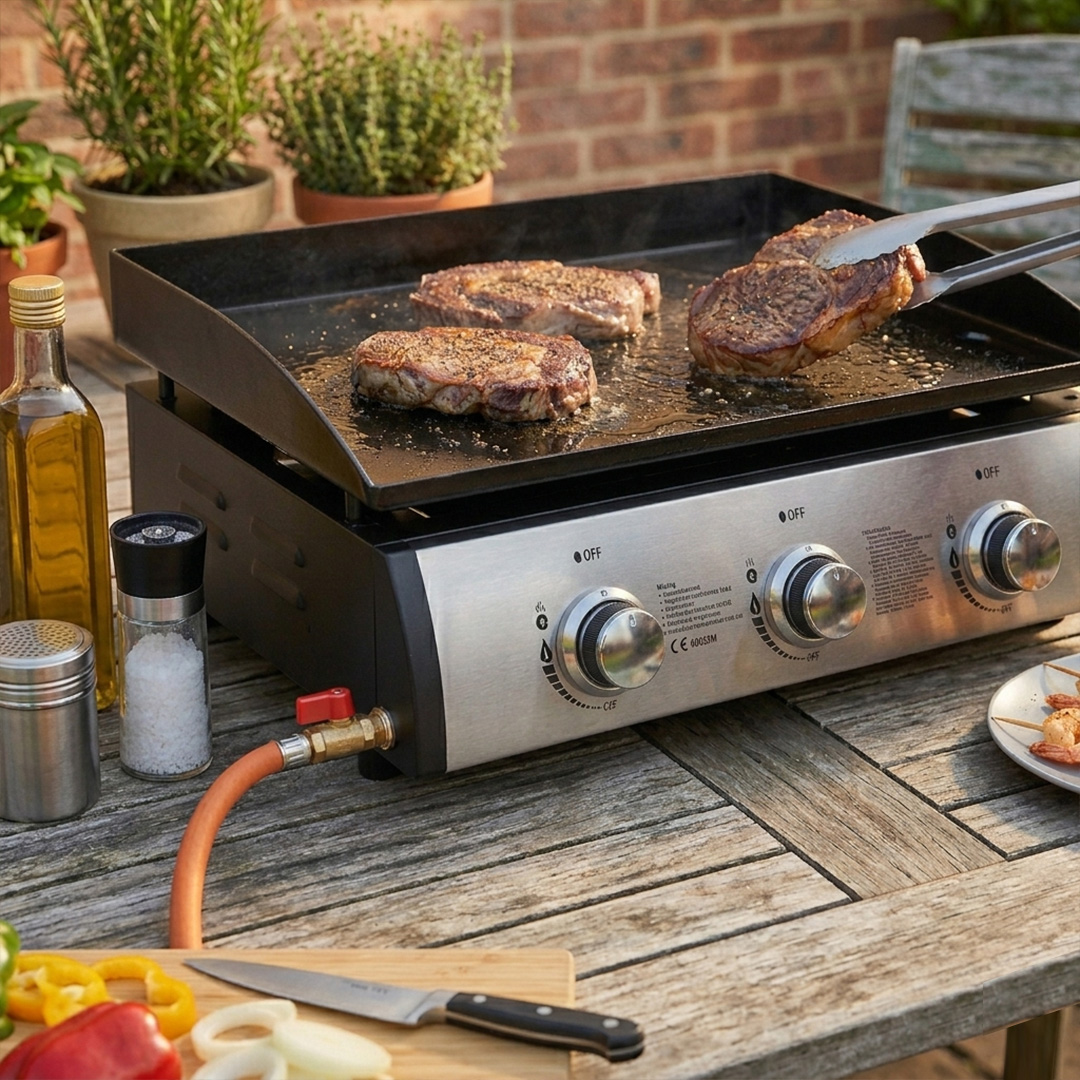Goldvision Gas Grill (GV-7047-G) جريل غاز مسطح جولد فجن 3 عيون - Image 3