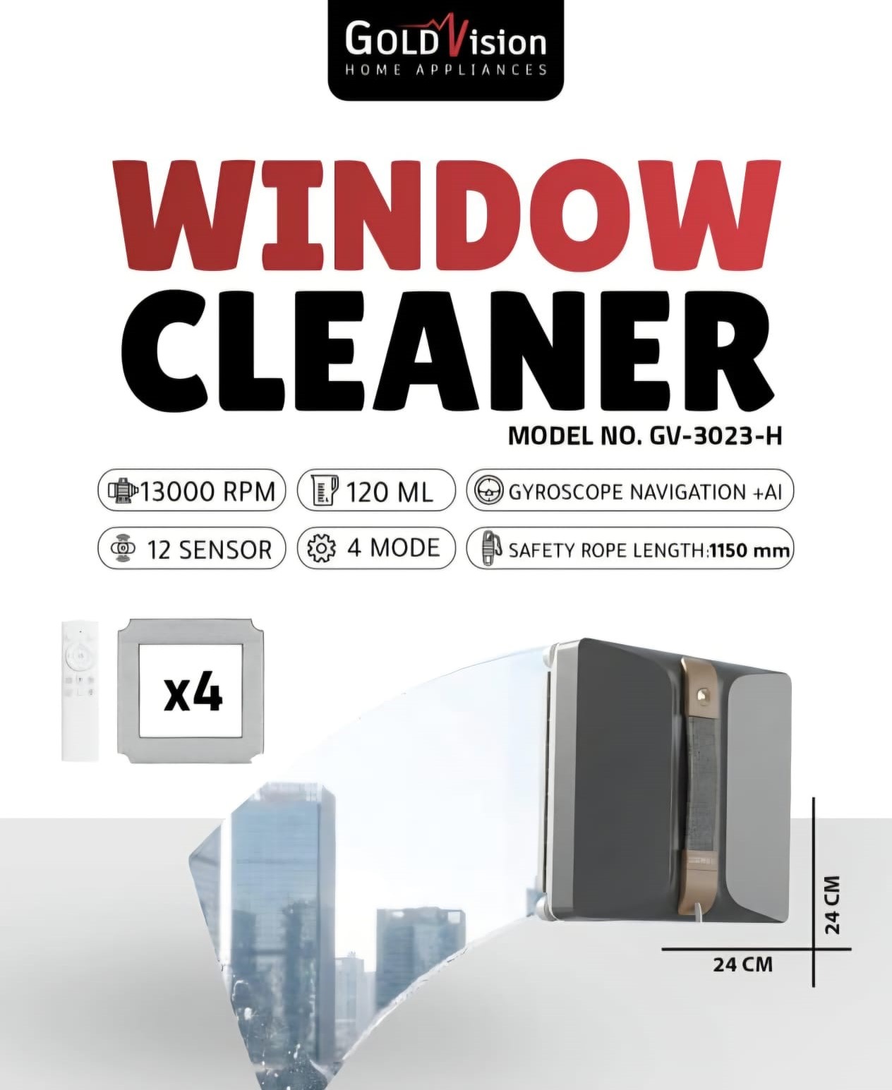 Goldvision Mini Robot Window Cleaner روبوت تنظيف الزجاج جولد فيجن - Image 3